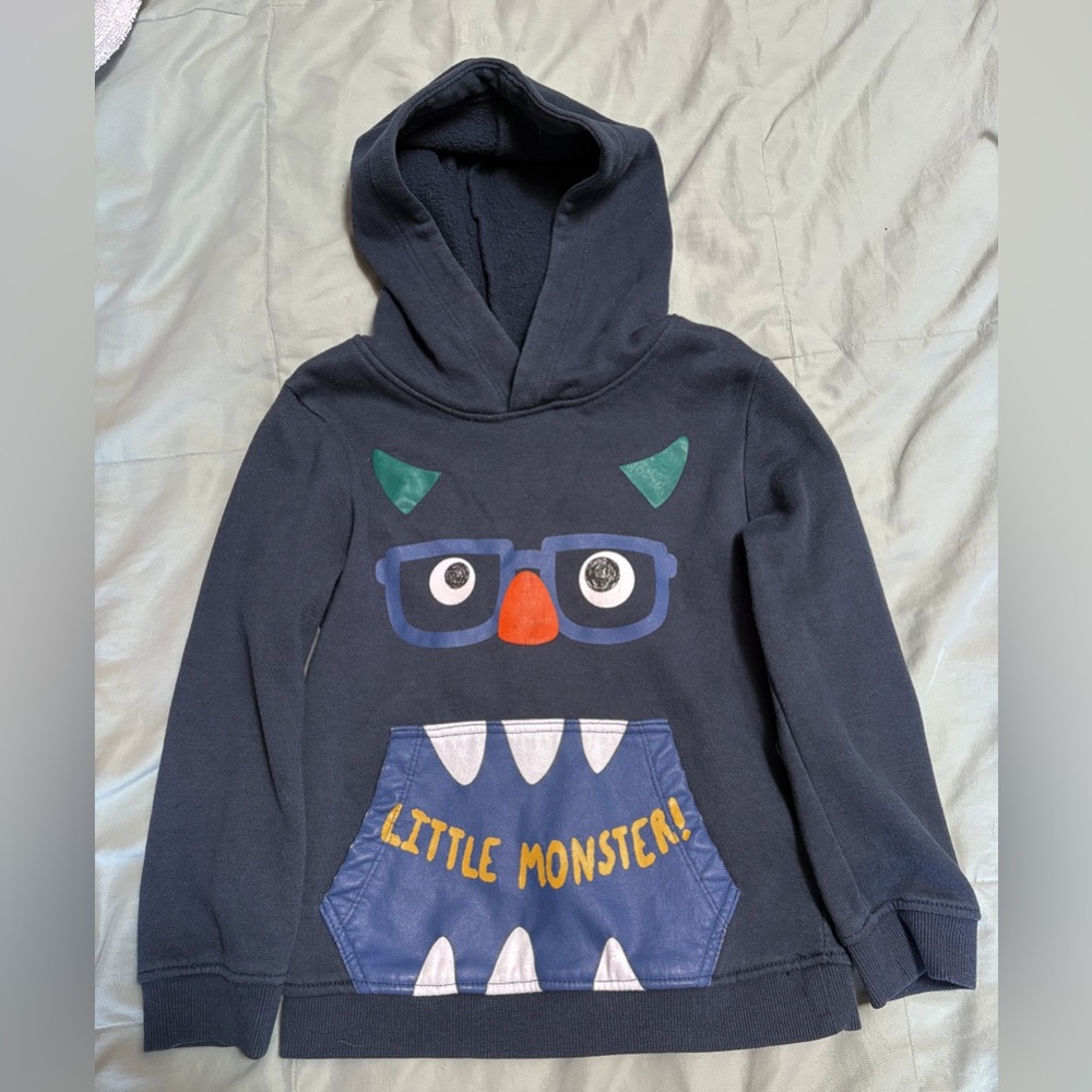 Maximus Rex Little Monster Kids Hoodie - Navy Blue‎ Size 5 EUC